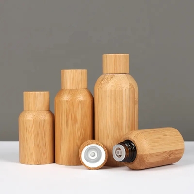 15ml 30ml 50ml Κενό Μπαμπού Κοσμετικό Ασθητικό Έλαιο γυάλινο μπουκάλι