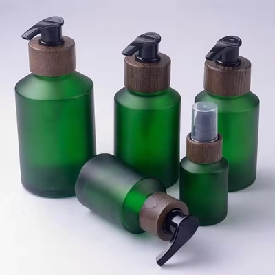 30g, 50g, 15ml, 30ml, 60ml, 120ml, πράσινο παγωμένο γυάλινο μπουκάλι με ξύλινο καπάκι