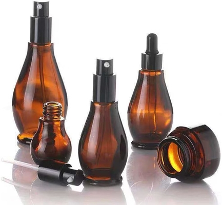 100 ml Αμπερό γυαλί ταξιδιωτικά μπουκάλια καλλυντική κρέμα αντλία μπουκάλι δοχείο διανομής