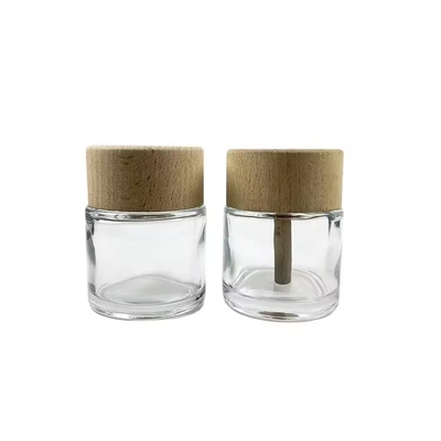 50 ml Διαφανή γυάλινα μπουκάλια διάχυσης με ξύλινο καπάκι
