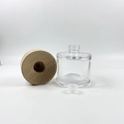 50 ml Διαφανή γυάλινα μπουκάλια διάχυσης με ξύλινο καπάκι