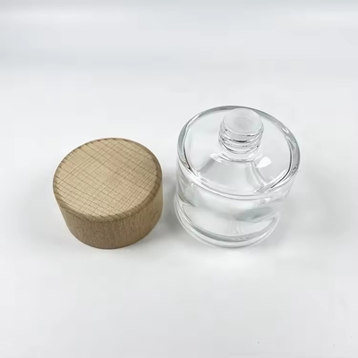 50 ml Διαφανή γυάλινα μπουκάλια διάχυσης με ξύλινο καπάκι