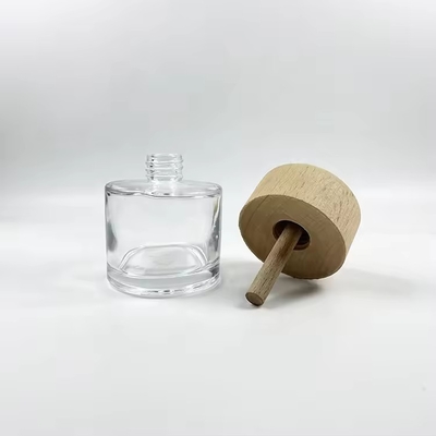 50 ml Διαφανή γυάλινα μπουκάλια διάχυσης με ξύλινο καπάκι