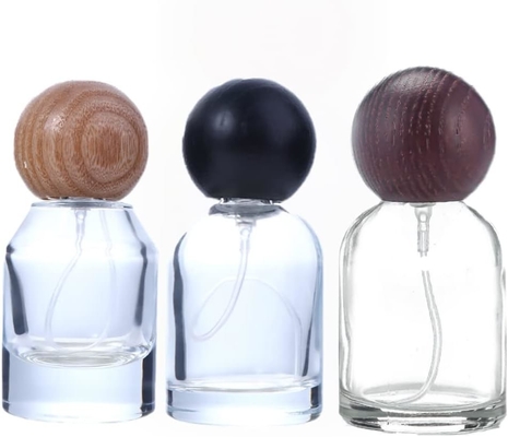 30 ml γυάλινο μπουκάλι αρωματικού ψεκασμού υγρό ψεκαστήρα ταξιδιού επαναγεμιστέο μπουκάλι ξύλινο καπάκι