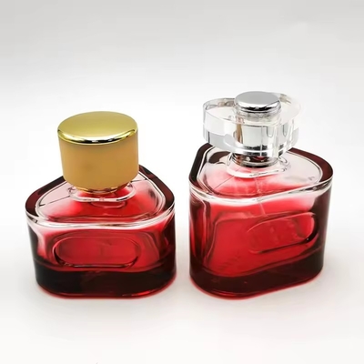 50 ml 100 ml κενό μπουκάλι αρώματος κόκκινο πολυτελή τρίγωνα μπουκάλι αρώματος σπρέι