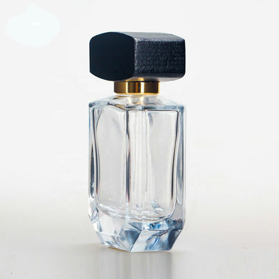 30ml κενά μπουκάλια αρώματος γυαλιού 28MM 28/400 τετραγωνικά ξύλινα καλύμματα